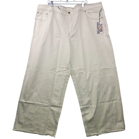 Future Collective Jenny K. Lopez Womens Straight Leg Cream Jeans Size 24 - Picture 1 of 9